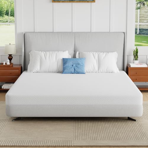 PayLessHere 5 inch Bamboo Charcoal Gel Infused Memory Foam Mattress/Medium Firm Mattresses/Green Tea Memory Foam Mattress/Pressure Relieving/CertiPUR-US Certified/Bed-in-a-Box,Queen