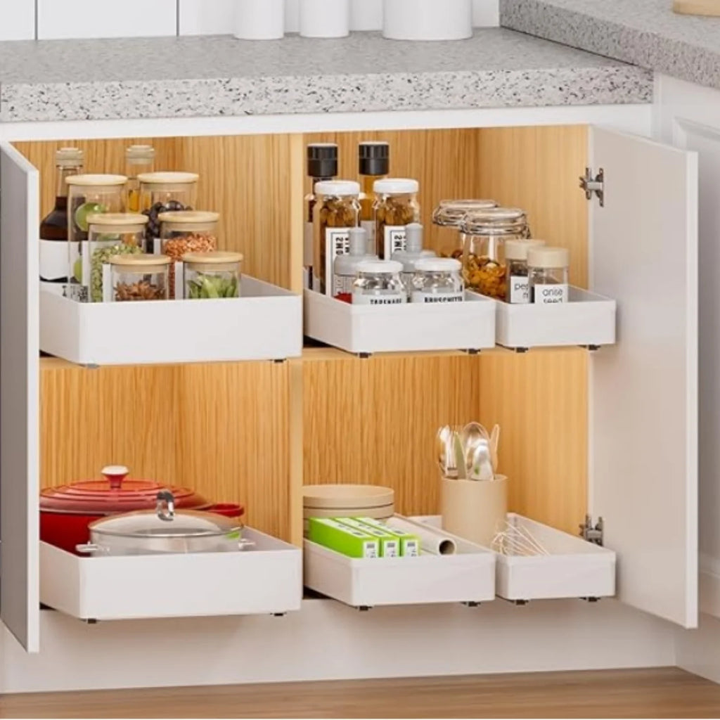 Pull Out Cabinet Organizer, 3 Pack, Slide Out Drawer for Kitchen Storage V614