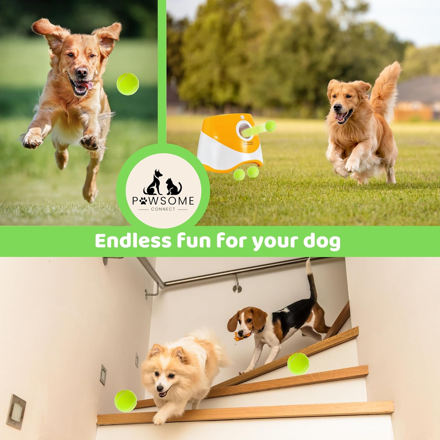 Automatic Dog Ball Launcher with 3 Tennis Balls, Indoor & Outdoor Toy V94387