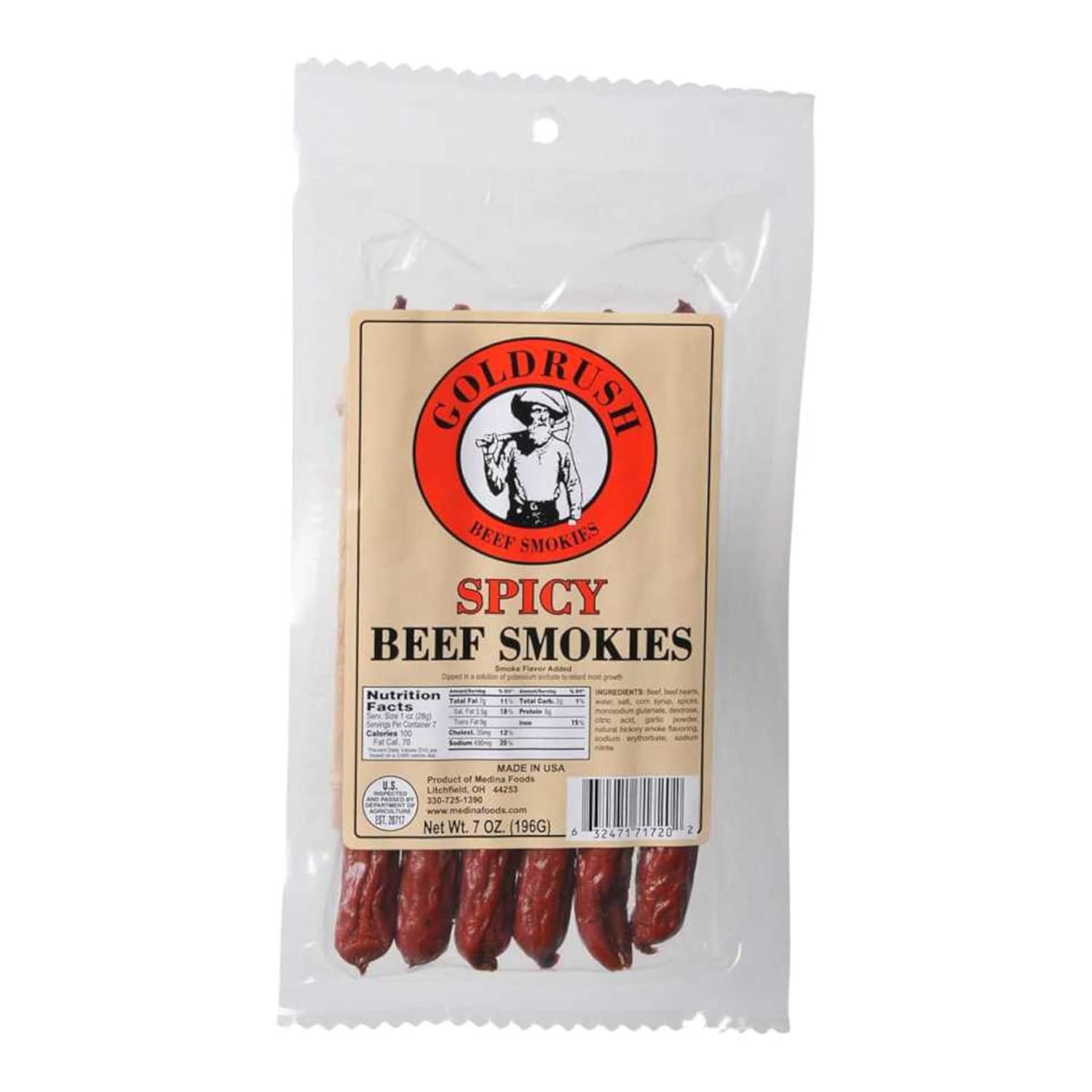 Gold Rush Beef Sticks 7oz. Package (Spicy)