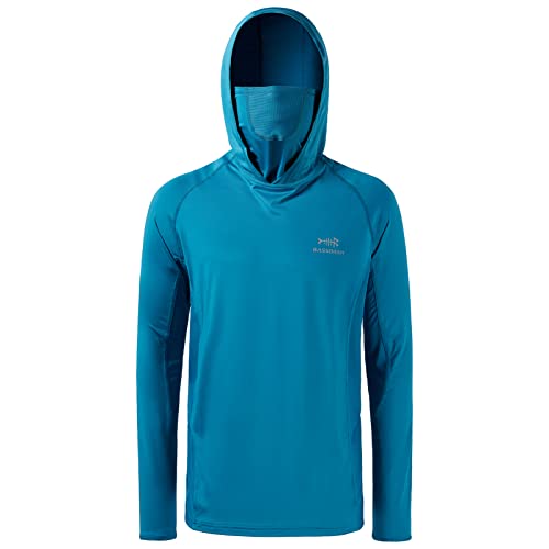 Men's Long Sleeve Fishing Shirt with UV Neck Gaiter Hoodie Z388