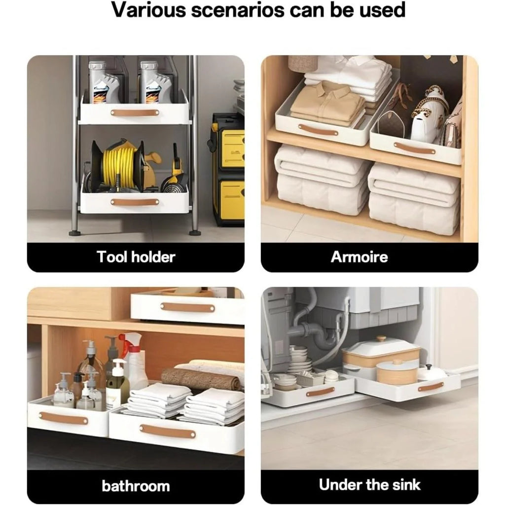 Cabinet Organizer with Adhesive Nano Film, Pull Out Drawer for Kitchen Pantry S678