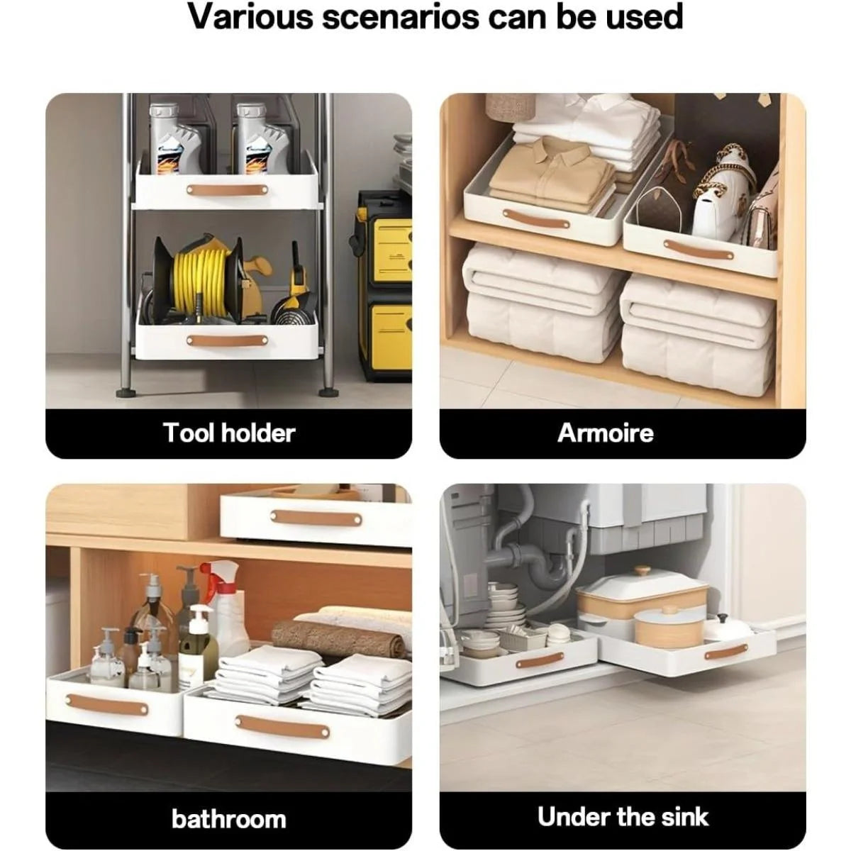 Cabinet Organizer with Adhesive Nano Film, Pull Out Drawer for Kitchen Pantry S678