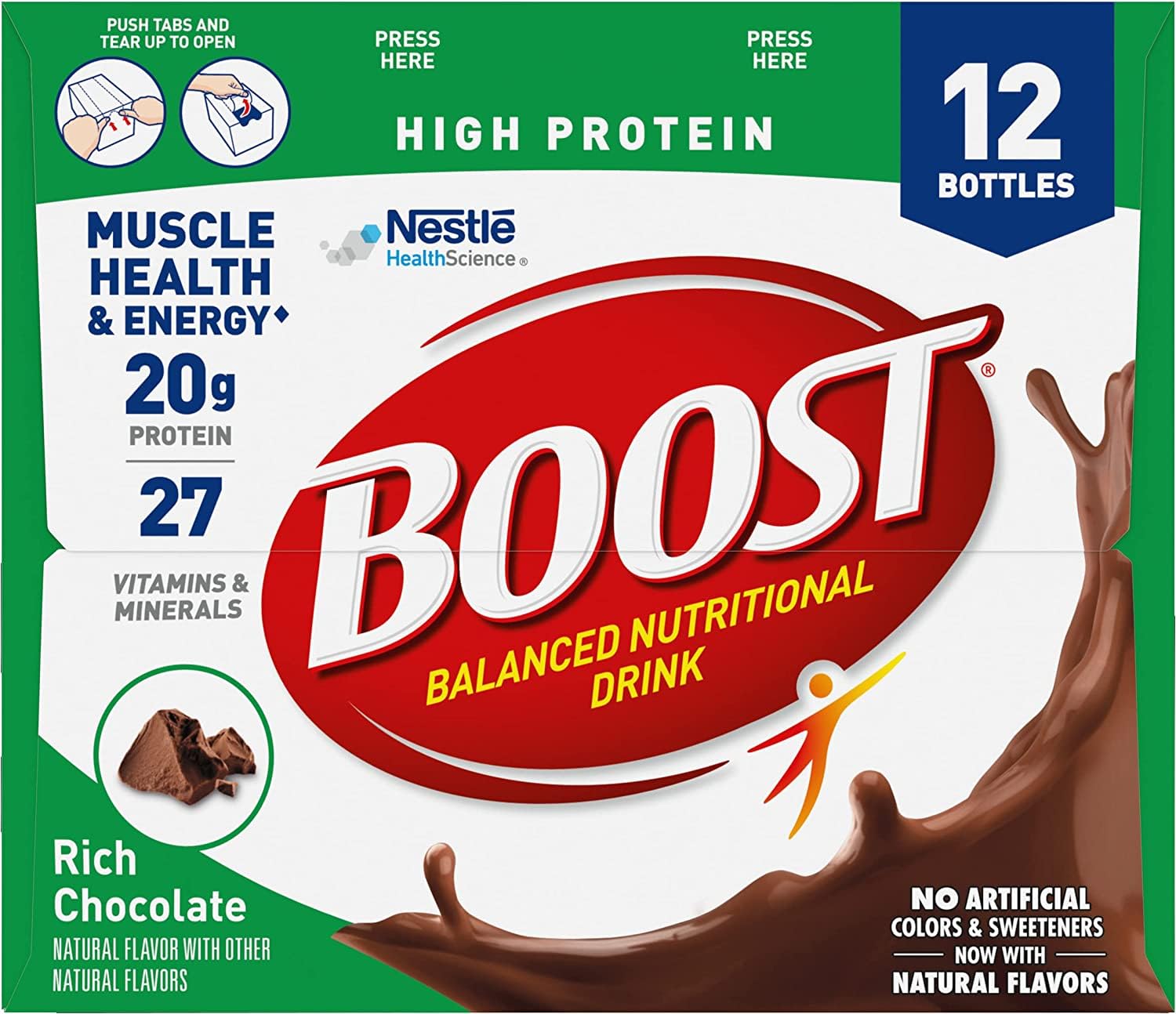 High Protein Nutritional Drink, Rich Chocolate, 8 FL OZ (Pack of 12) D39010