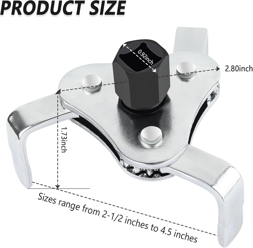 Adjustable Oil Filter Wrench, 3-Jaw 2-Way Remover for Cars and Trucks Q4163