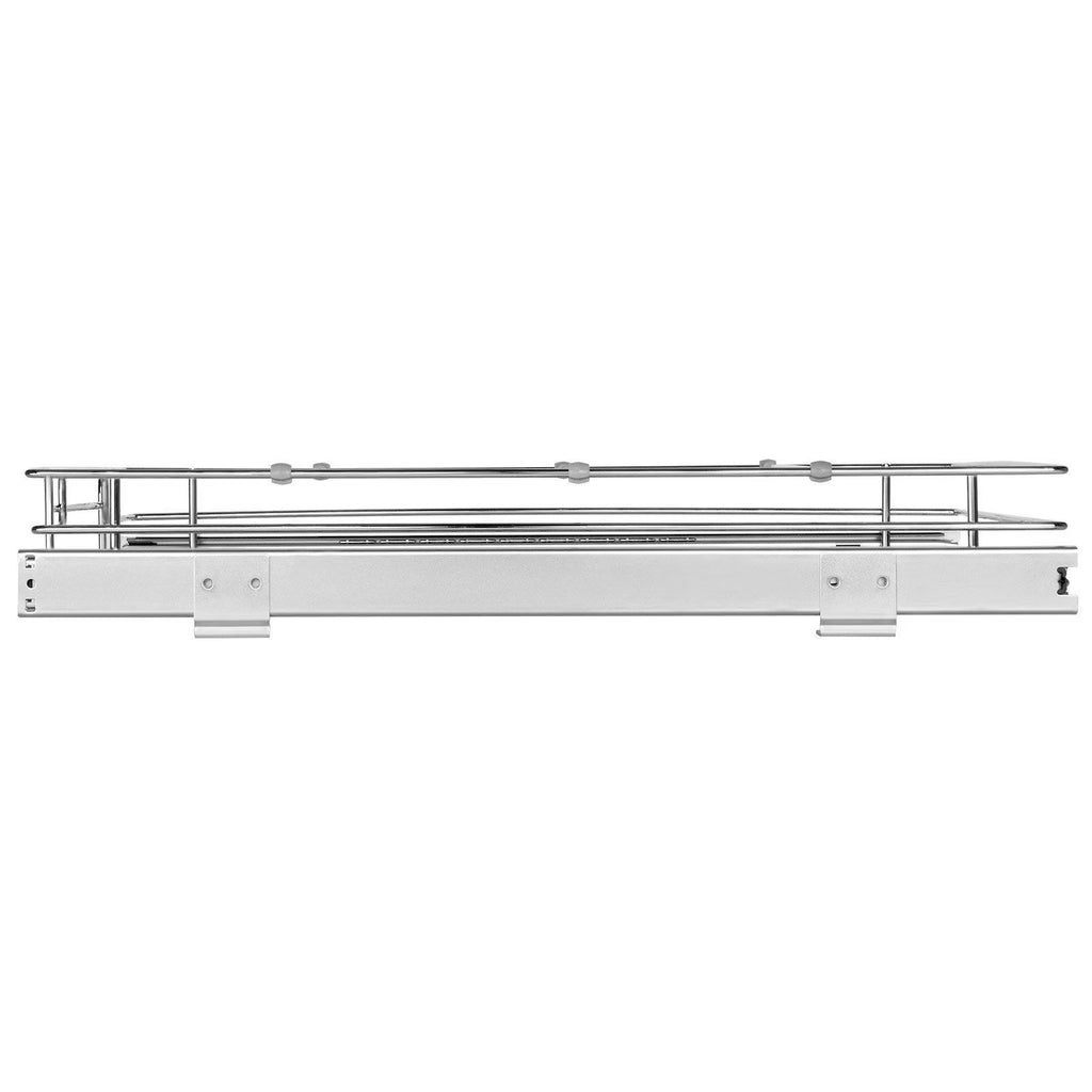 14W x 21D Pull Out Cabinet Organizer, Heavy Duty Sliding Shelves for Kitchen &amp; Bathroom, Chrome Steel Roll Out Drawers, Under Sink Storage