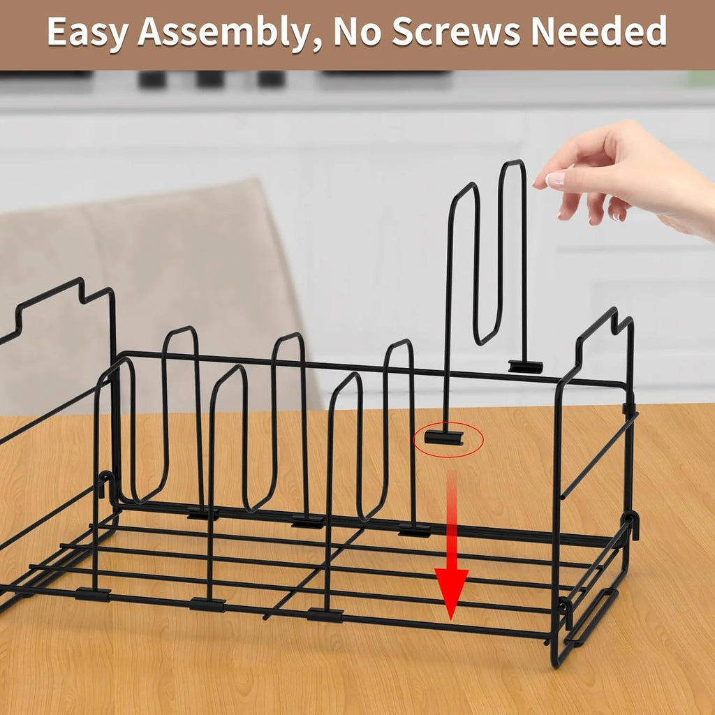 Lid Organizer for Kitchen Cabinets, Adjustable with 4 Dividers, Black M90676