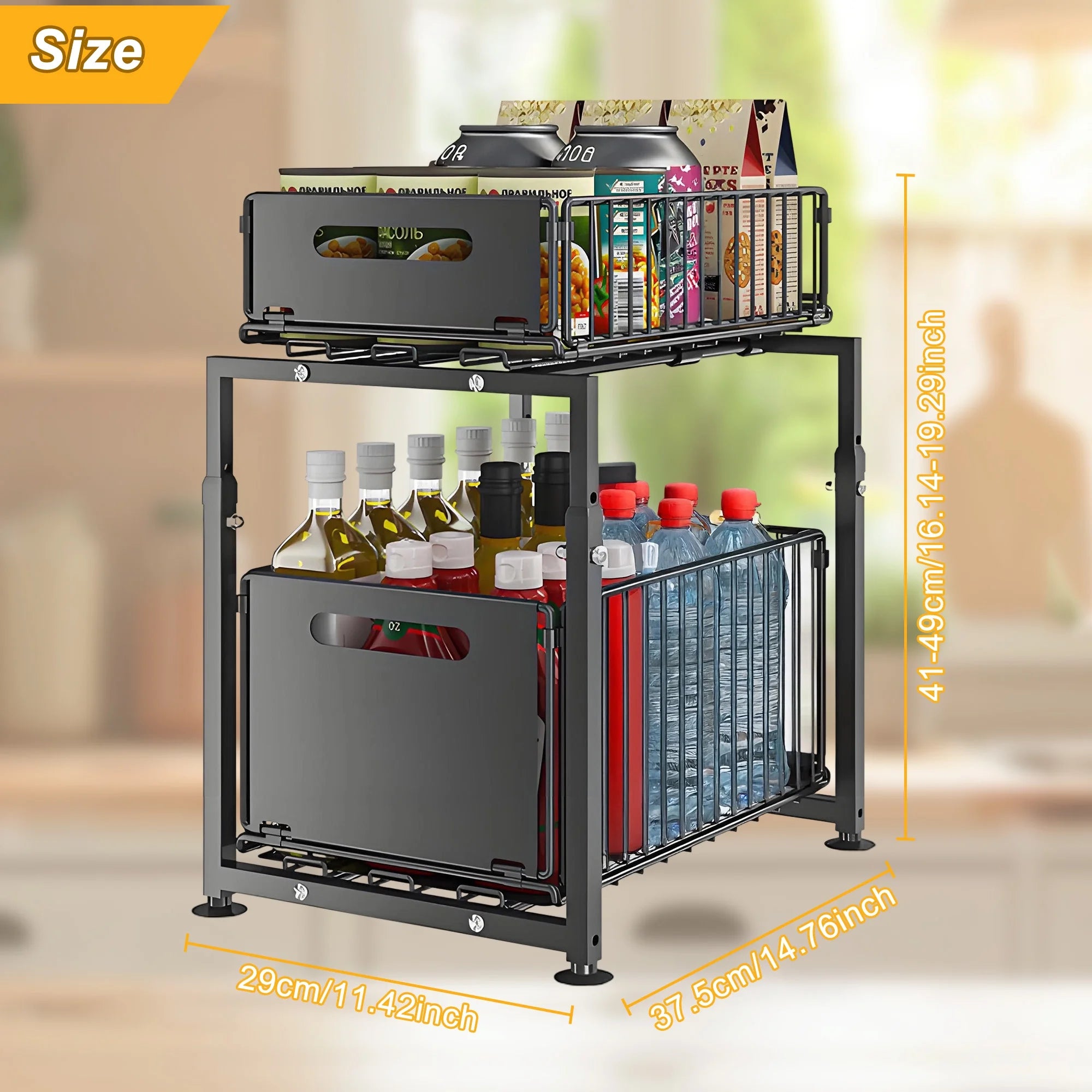 Under Sink Organizer with Pull Out Cabinet Drawer O9071