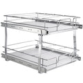 2 Tier 20W x 21D Pull Out Cabinet Organizer, Heavy Duty Slide Out Pantry Shelves, -Plated Steel Roll Out Drawers, Sliding Drawer Storage for Inside Kitchen Cabinet, Bathroom, Under Sink