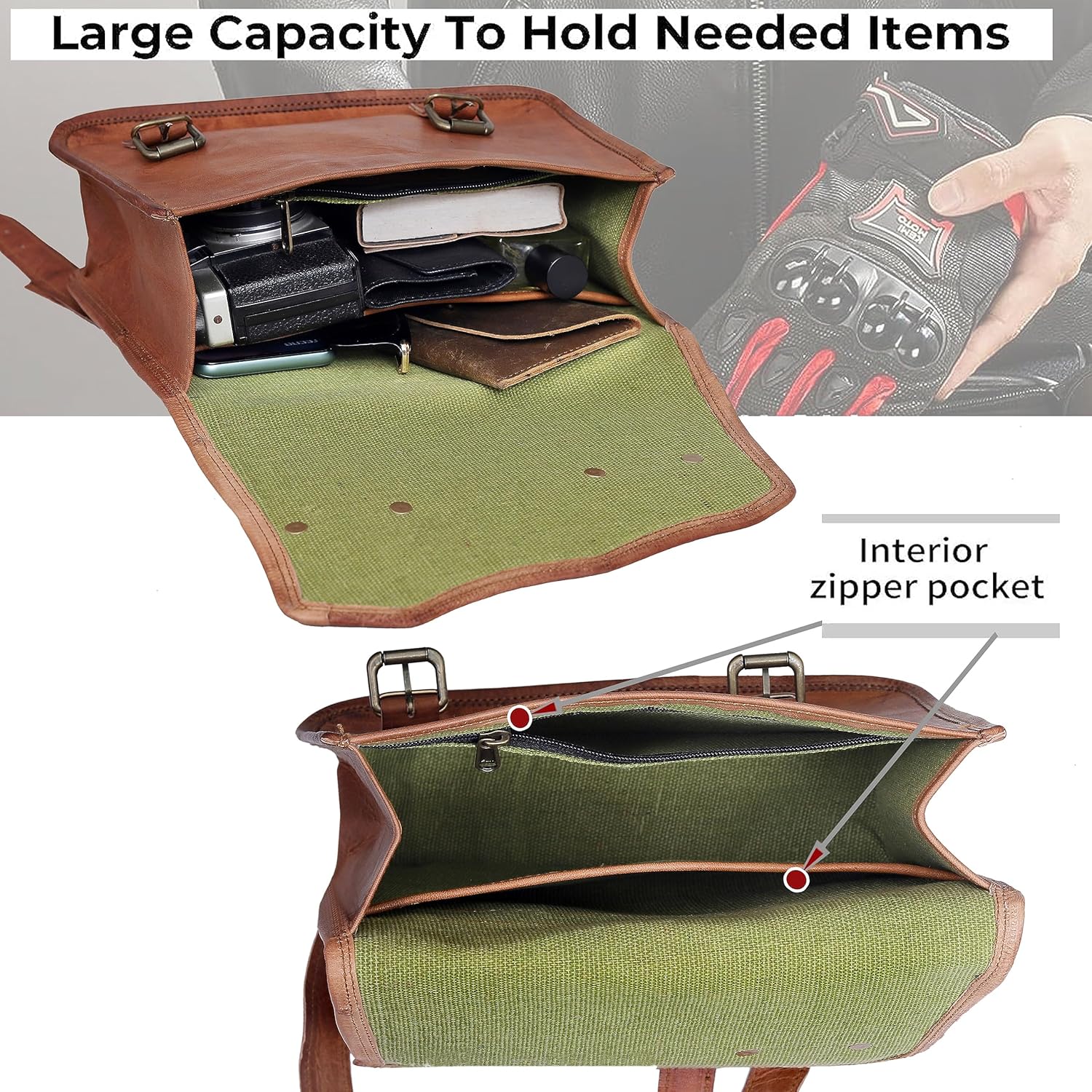 Leather Motorcycle Saddlebags, Set of 2 U12643