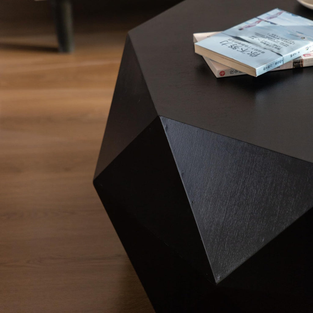 Round Wood Coffee Table with Embossed Pattern K154087