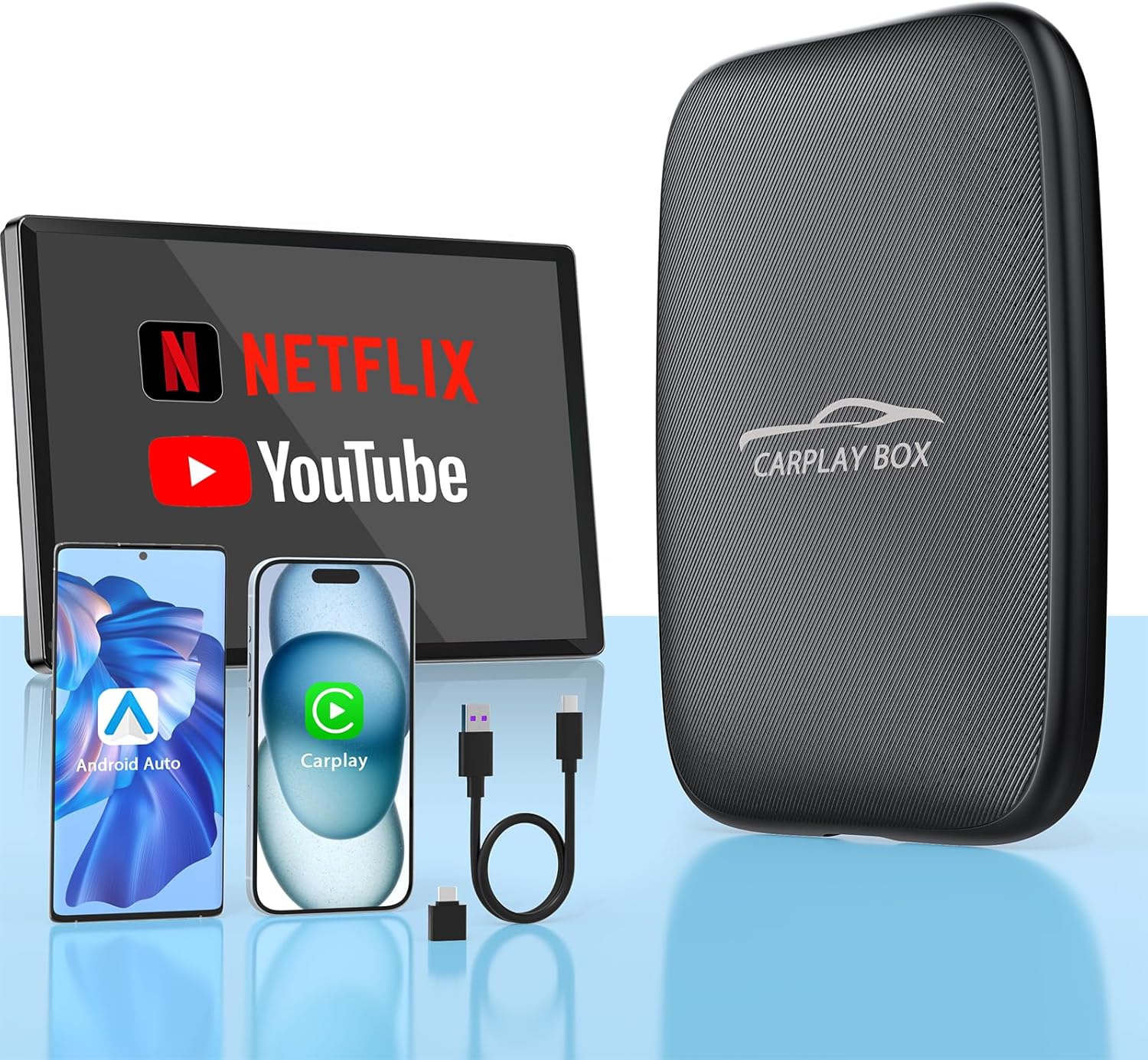 Wireless Carplay Adaptor Android Auto Wireless Dongle Support Netflix YouTube, Magic Link Carplay Ai Box for iPhone Android 5Ghz Automatic Connection Wired to Wireless CarPlay Dongle Plug and Play