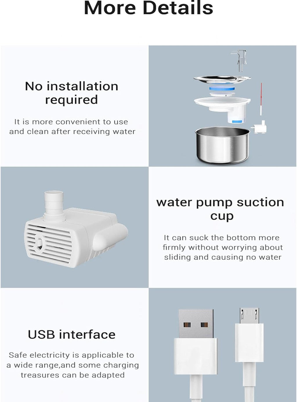Automatic Water Fountain for Cats, 2L Stainless Steel T539