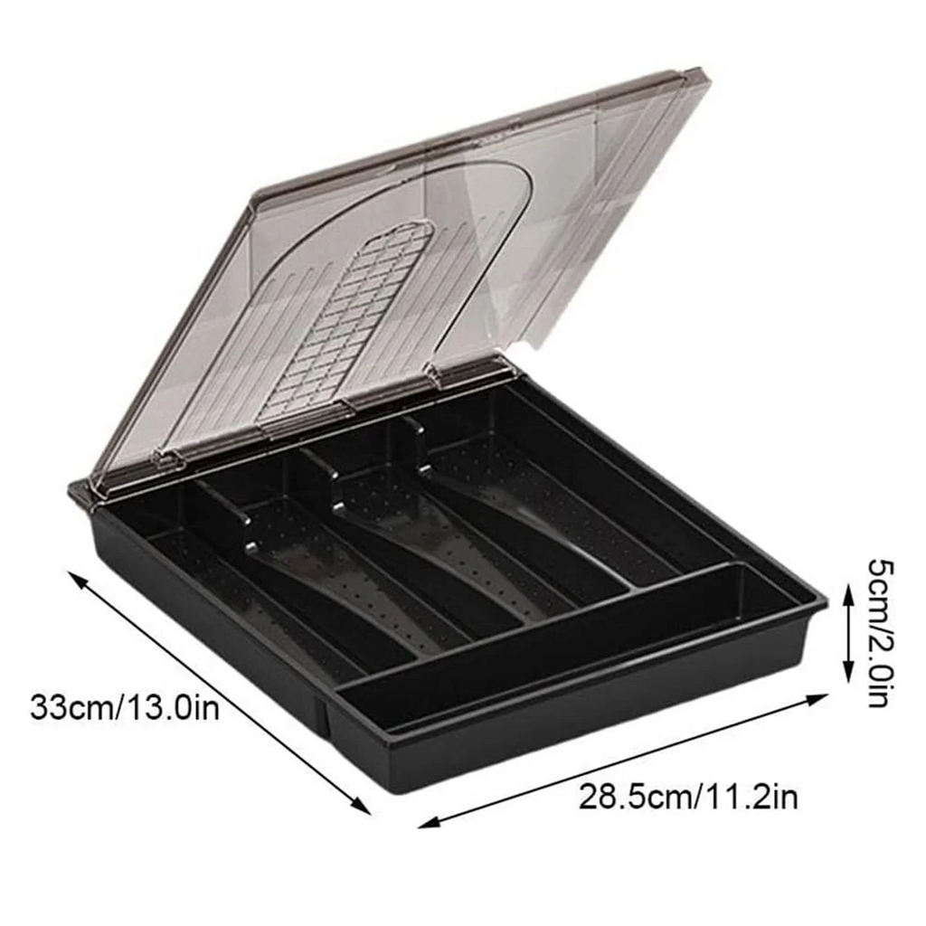 Plastic Cutlery and Flatware Storage Box with Lid Q259414