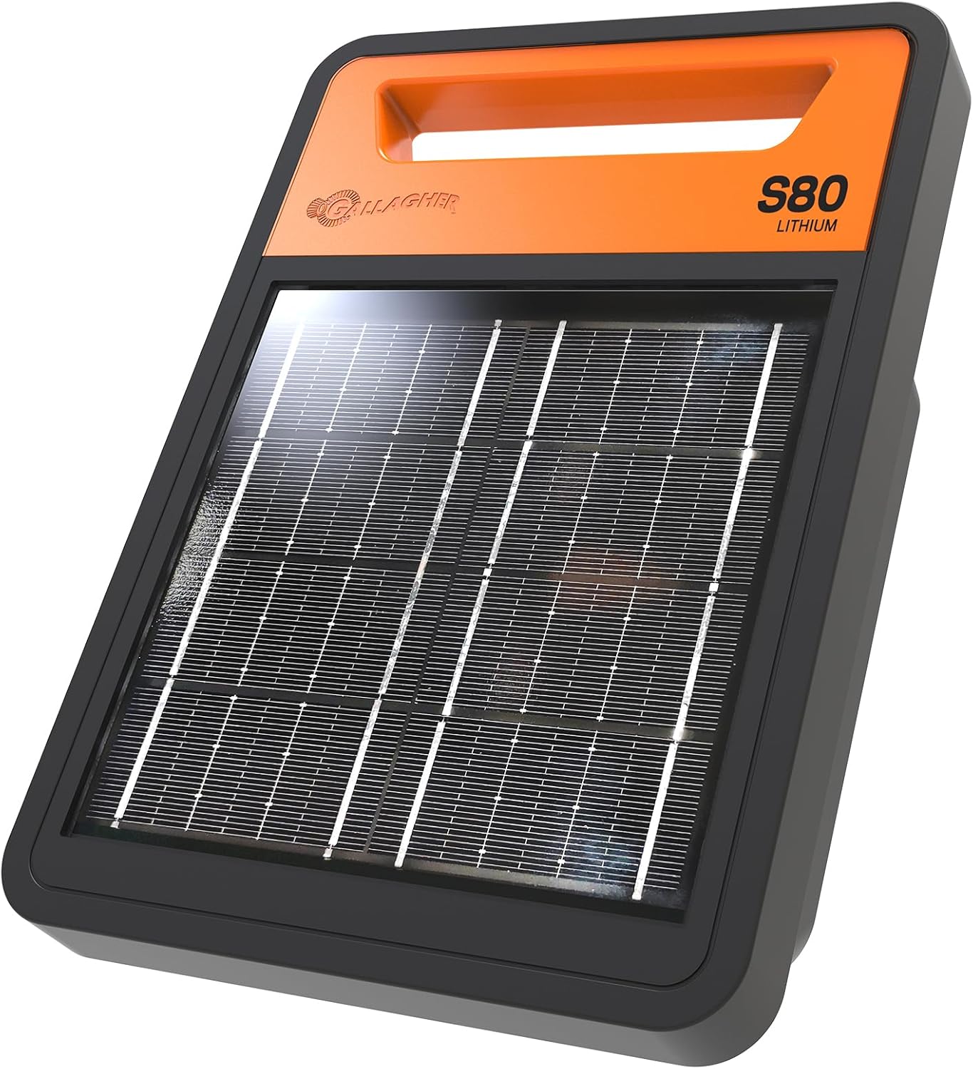 Gallagher S80 Solar Electric Fence Charger | Powers Up to 30 Miles / 100 Acres of Fence | Solar Lithium Technology | 0.8 Joule Solar Energizer for Poultry, Livestock, Gardens, and Wildlife Exclusion