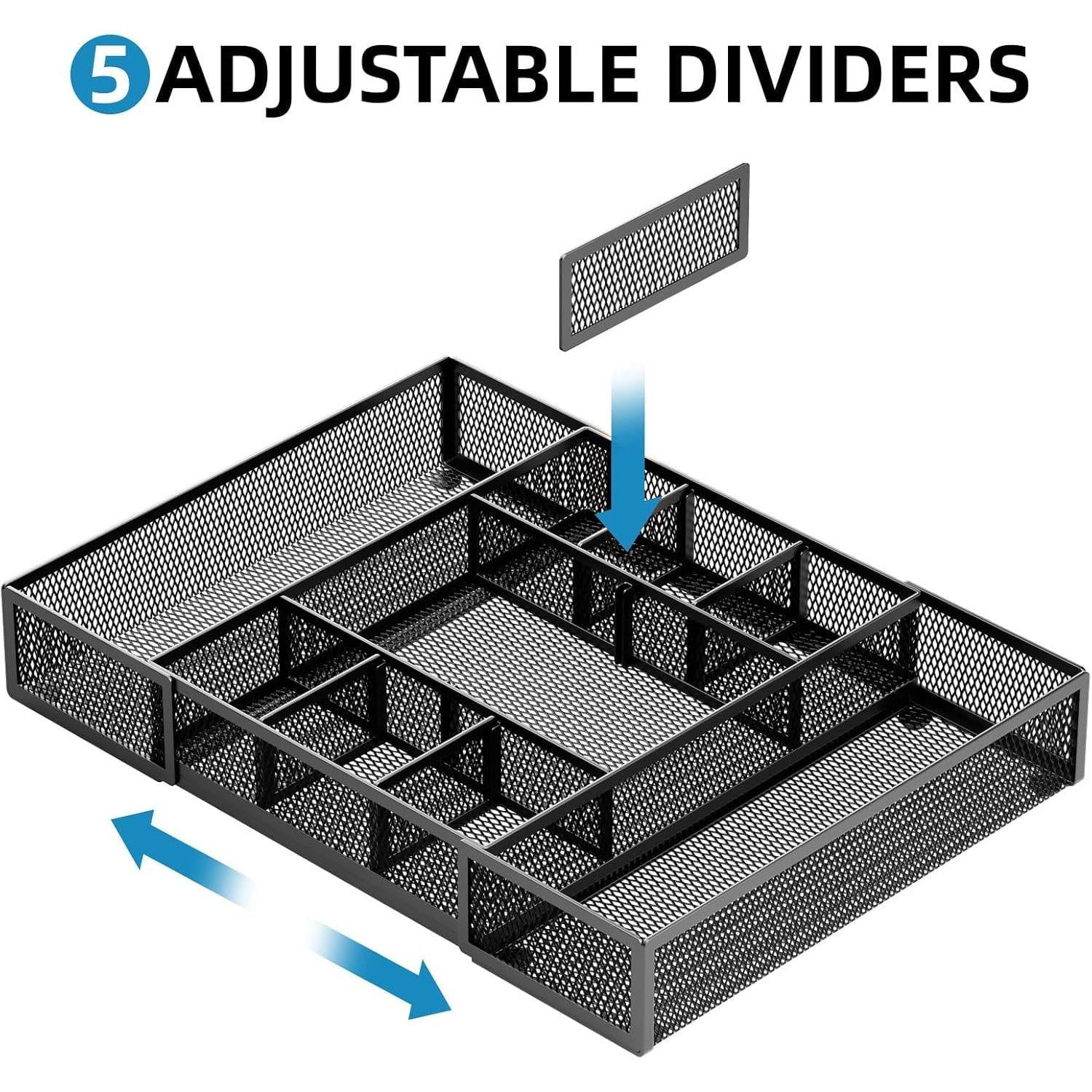 Mesh Desk Drawer Organizer with 10 Adjustable Compartments O607