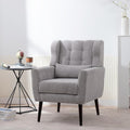 Modern Accent Chair,Chenille Arm Chairs for Living Room,Upholstered Mordern Armchair,Comfy Soft Padded Lounge Chair in Small Space, Bedroom, w/Pillow, Solid Wood Leg
