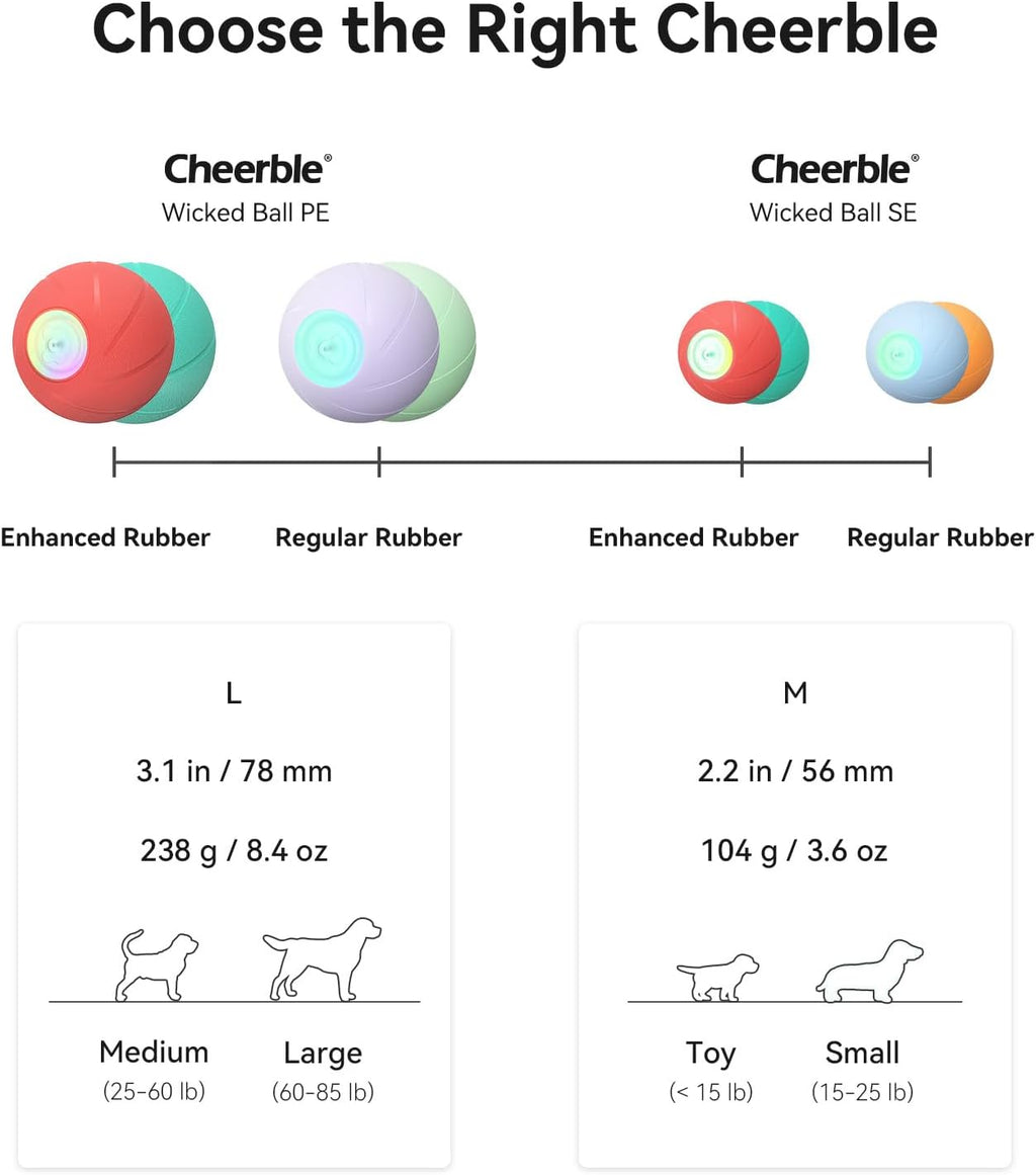 Smart Interactive Dog Toy, Automatic Moving Rolling Ball with LED Lights C106