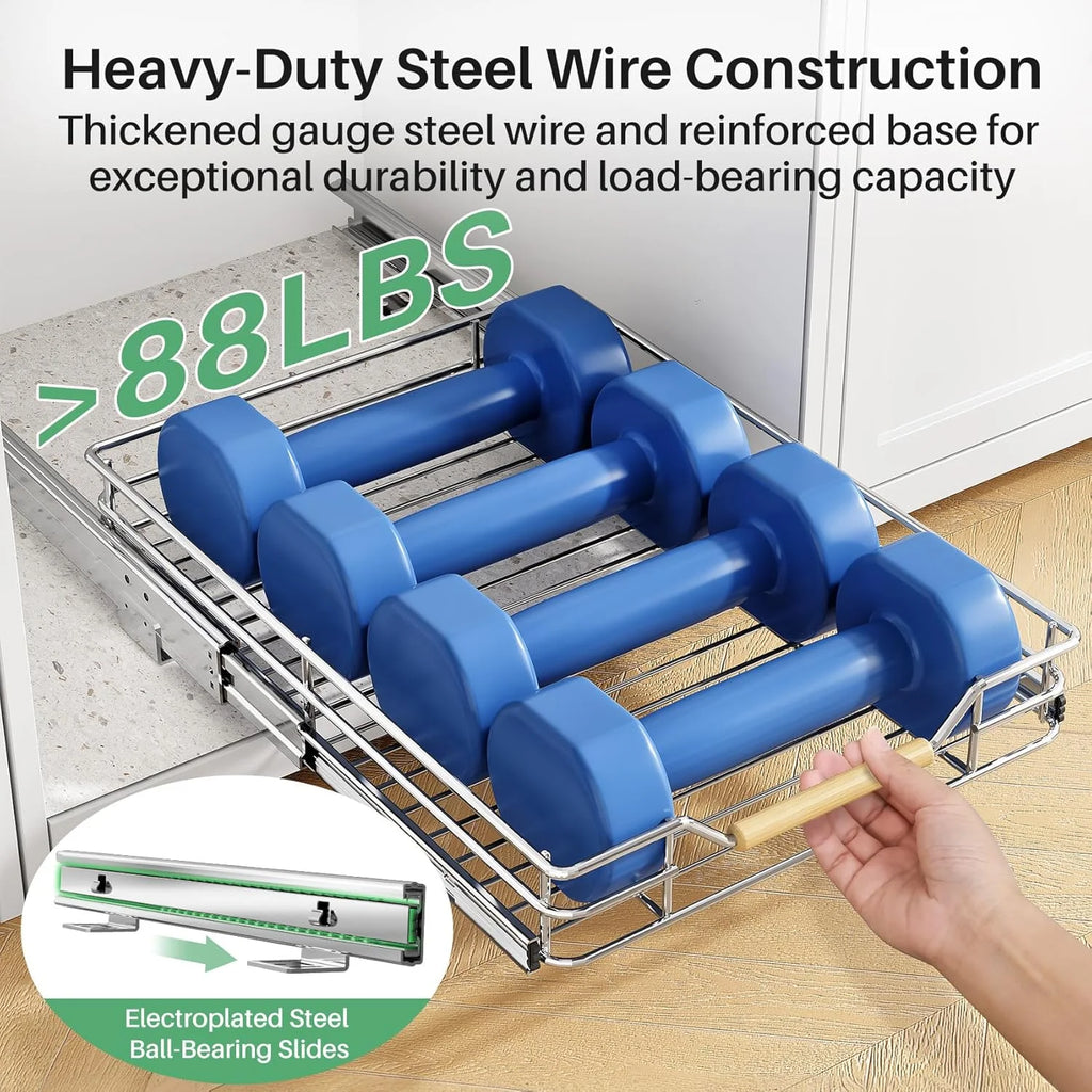 Pull Out Cabinet Organizer, Heavy Duty Smooth Sliding Shelves for Pots and Pans X987688