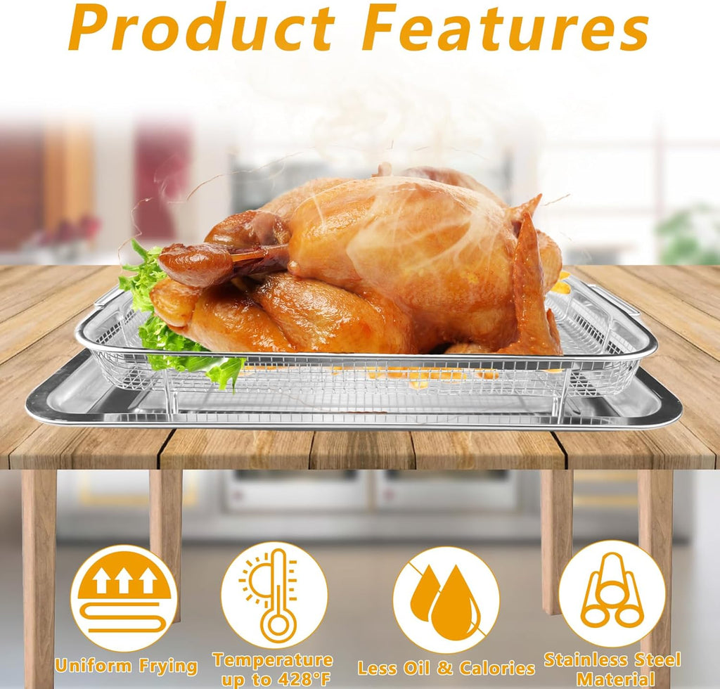 Stainless Steel Air Fryer Basket for Oven, 2 Pack V16744