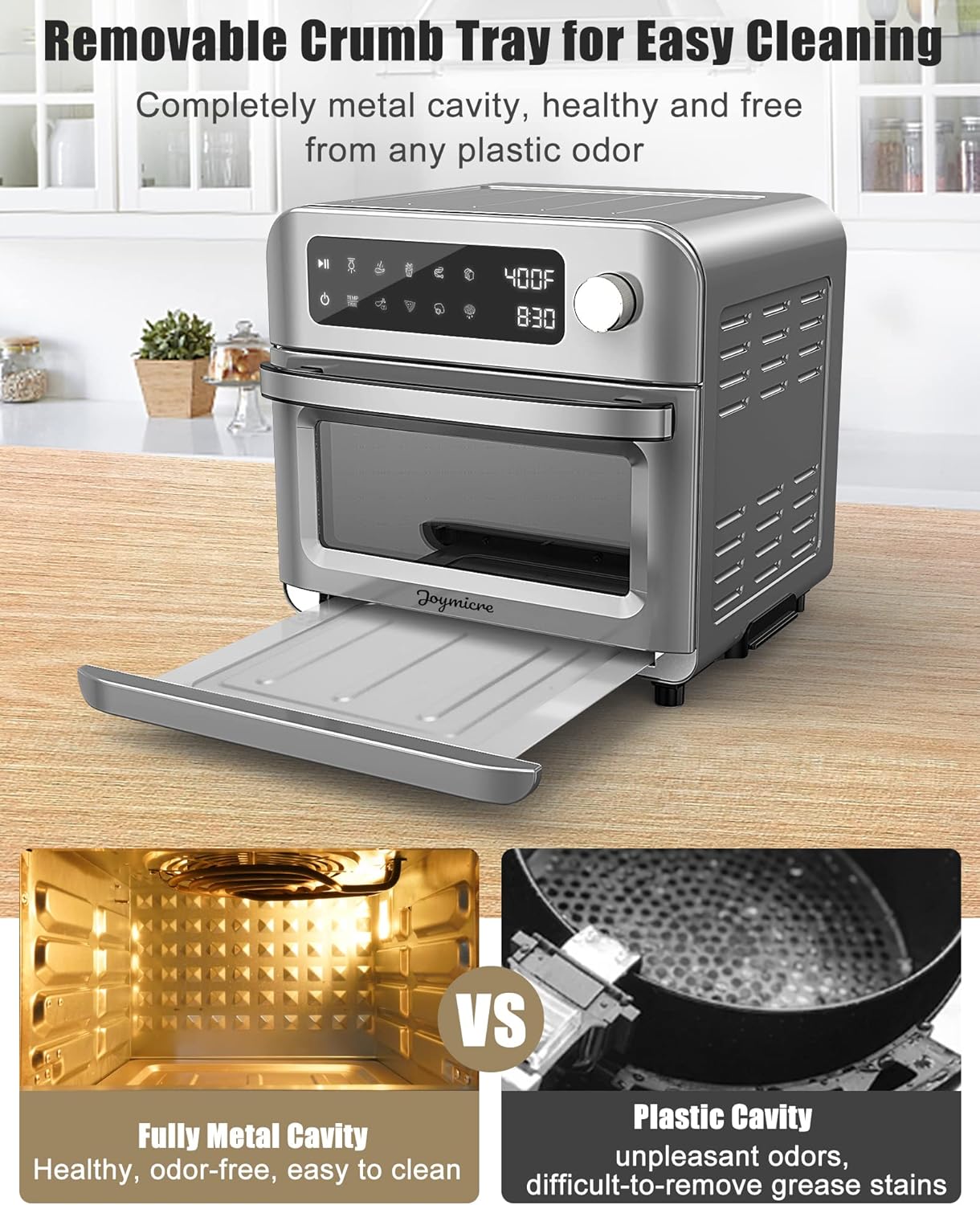 Air Fryer Toaster Oven, 12QT Touchscreen Convection Countertop Oven, 8 Cooking Presets, Grey K23394