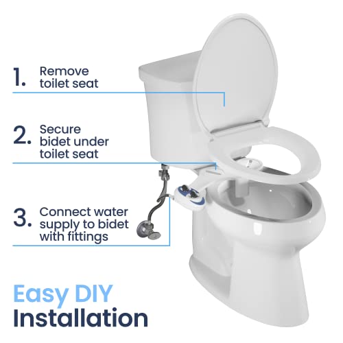 Non-Electric Bidet Attachment for Toilet Seat, Adjustable Water Pressure C935