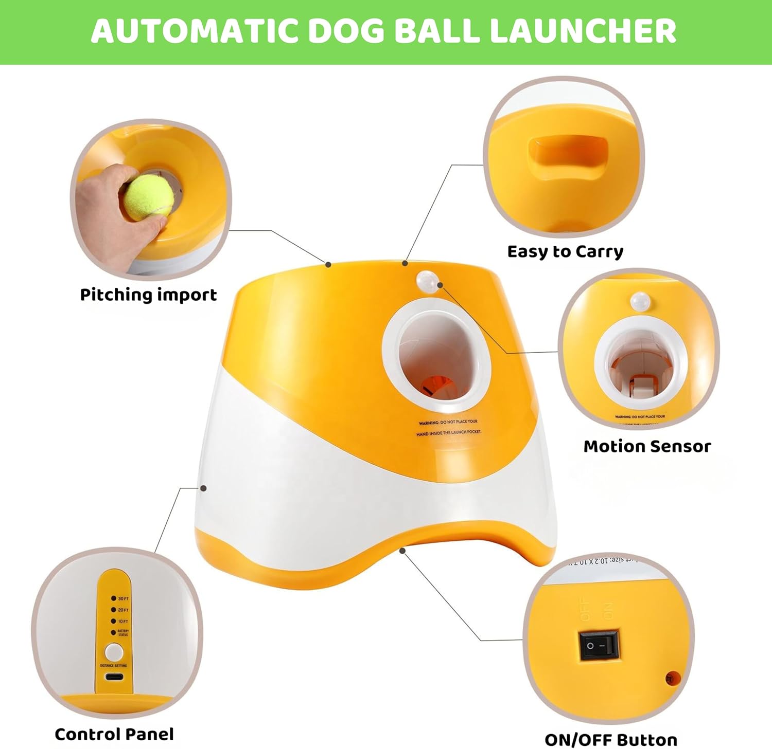 Automatic Dog Ball Launcher with 3 Tennis Balls, Indoor & Outdoor Toy V94387