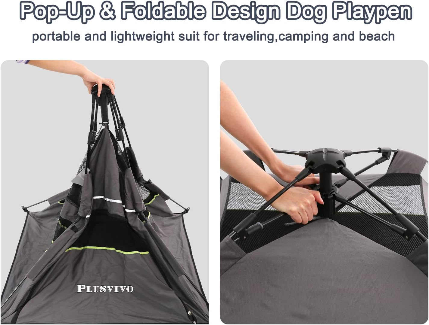Pop Up Dog Tent for Large Dogs, Foldable Mesh Camping Tent with Shoulder Bag E9928