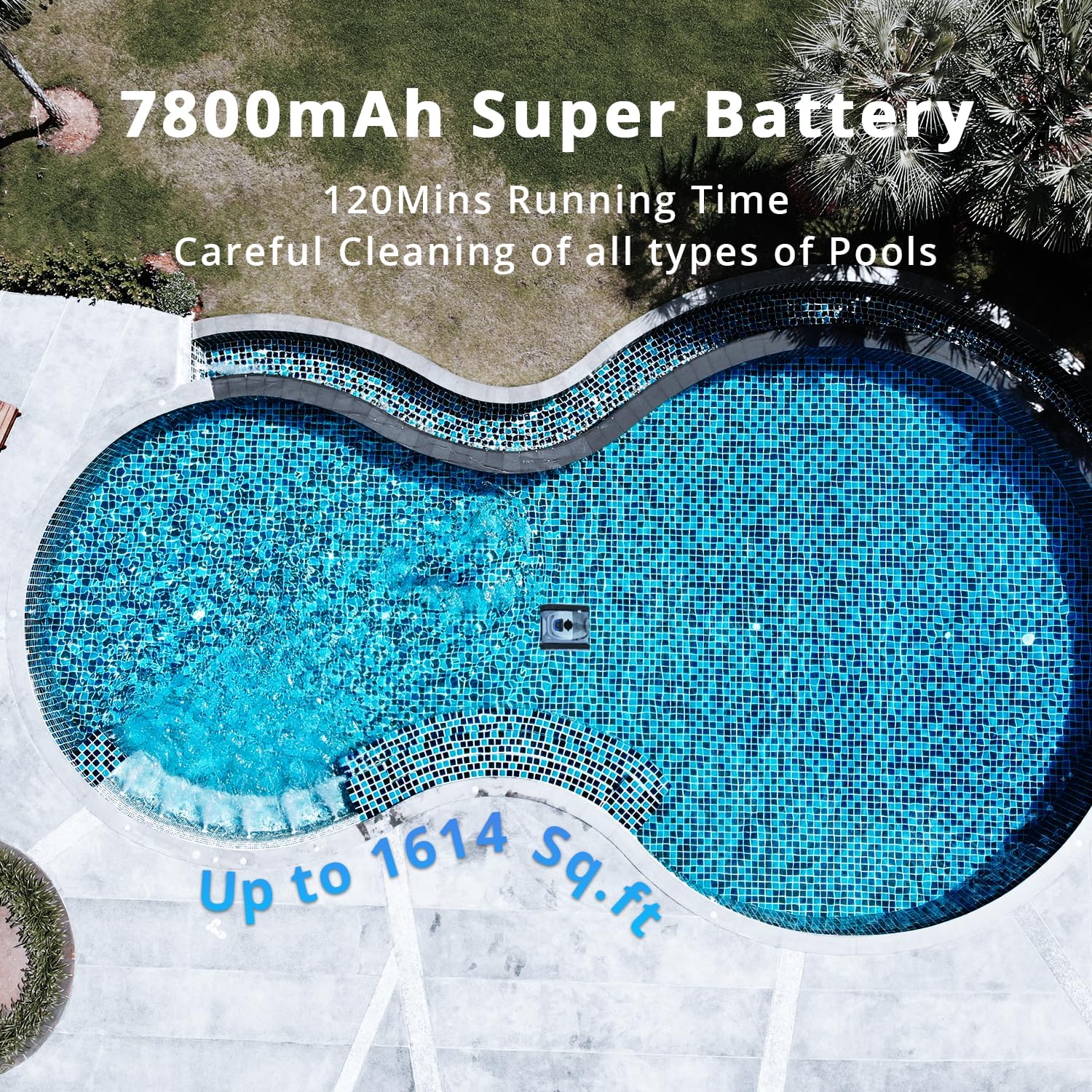 Cordless Robotic Pool Cleaner for Inground Pools with Wall Climbing V908796