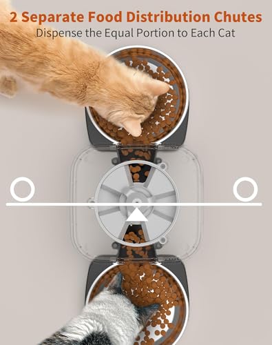 Automatic Cat Feeder for 2 Cats, 3.5L, Timed Dry Food Dispenser with Stainless Steel Bowl Q578