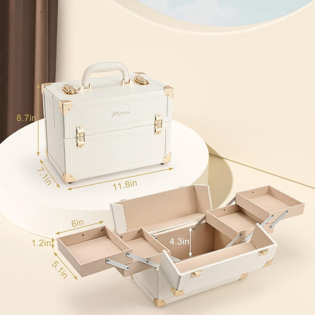 Large Portable Cosmetic Storage Box Organizer with 4 Trays R617848
