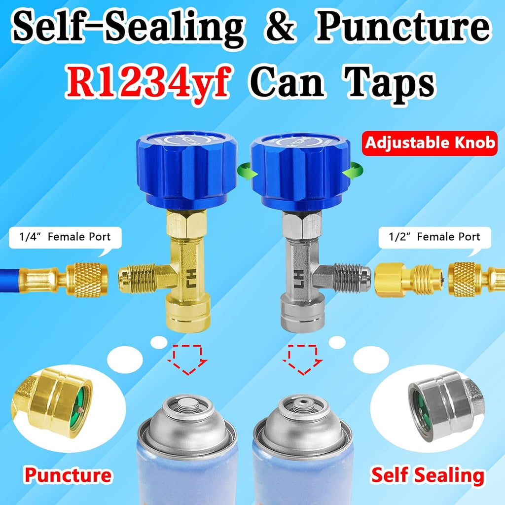 R1234yf Adapter Kit with Quick Couplers and Self-Sealing Can Taps Z40323