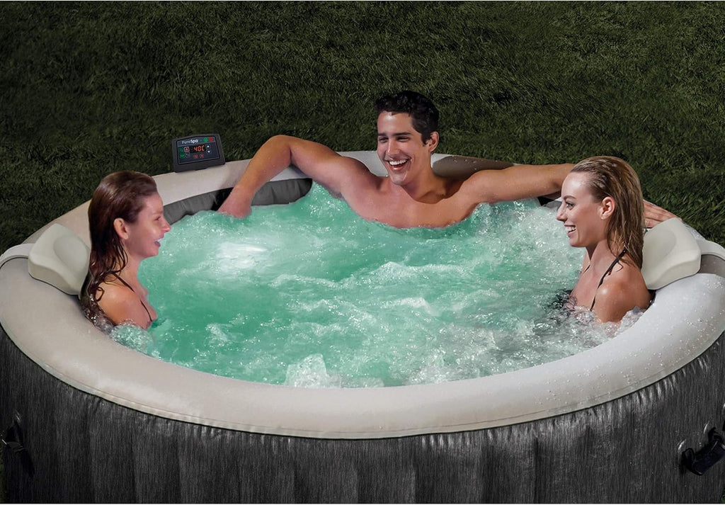 Outdoor Portable Inflatable Hot Tub Spa with LED Light and Bubble Jets W153