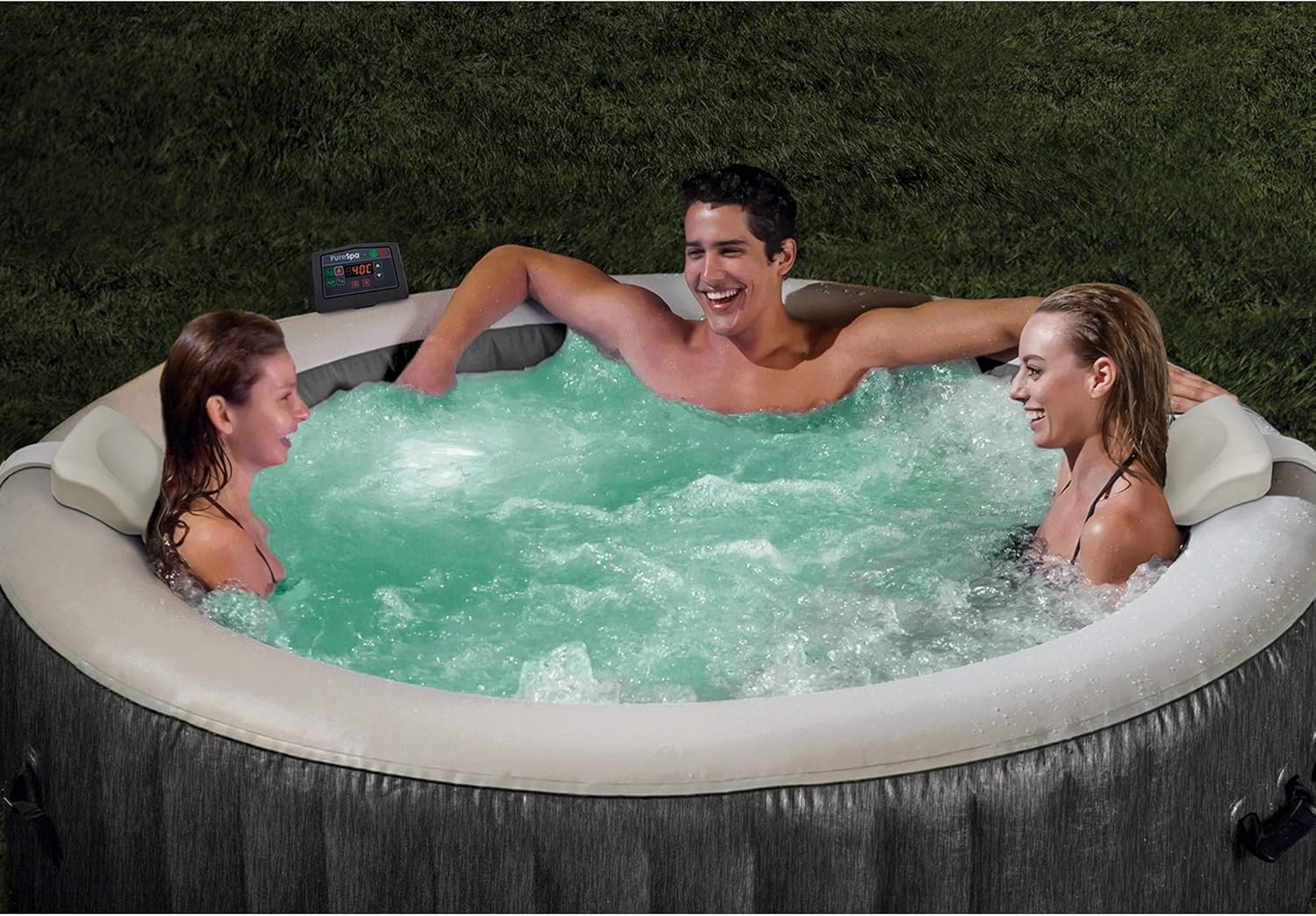 Outdoor Portable Inflatable Hot Tub Spa with LED Light and Bubble Jets W153