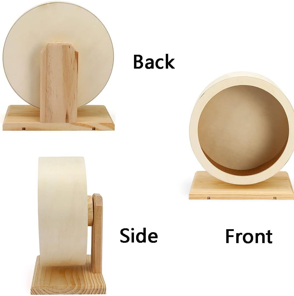 Wooden Hamster Exercise Wheel Mute Running Toy for Small Pets L4991