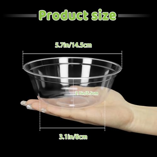 70 Pack Small Clear Plastic Bowls, 14oz Disposable Salad Soup Bowls G238