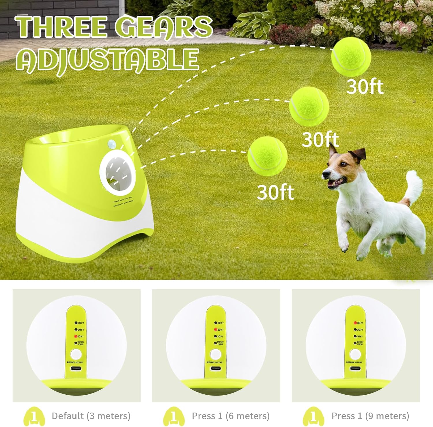 Automatic Dog Ball Launcher, 10-30ft Throw Distance, for Small to Medium Dogs I256438