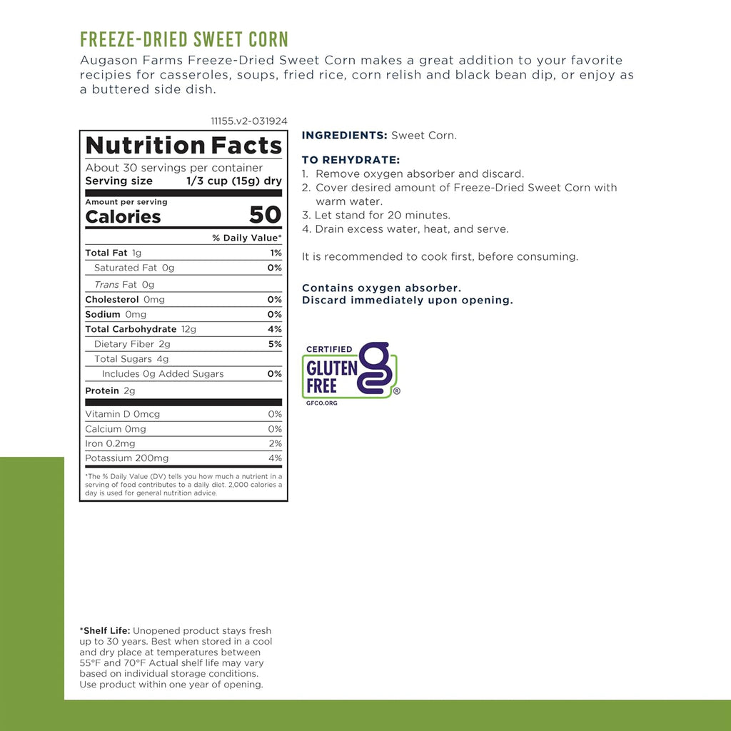 Freeze Dried Sweet Corn 16 oz E574