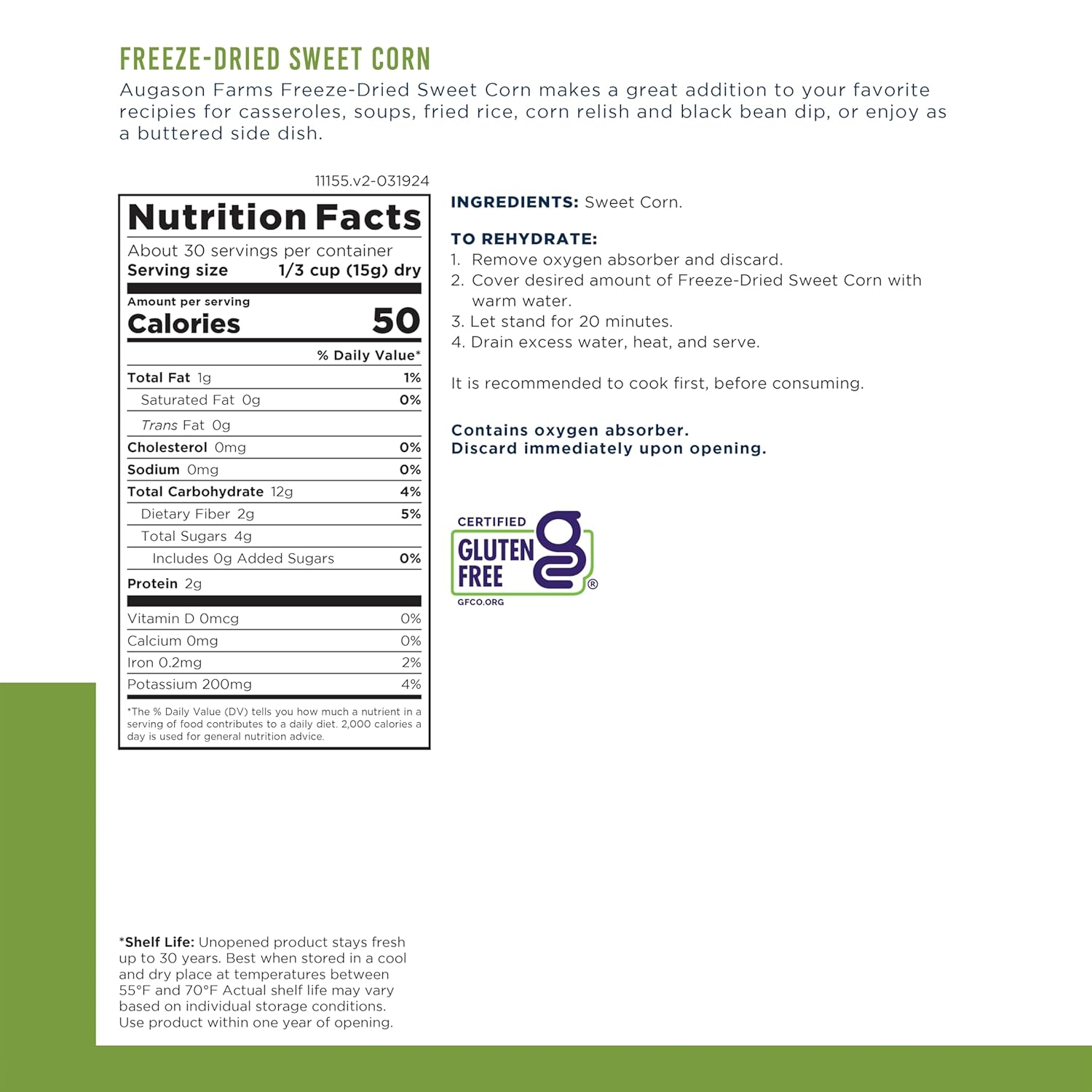 Freeze Dried Sweet Corn 16 oz E574