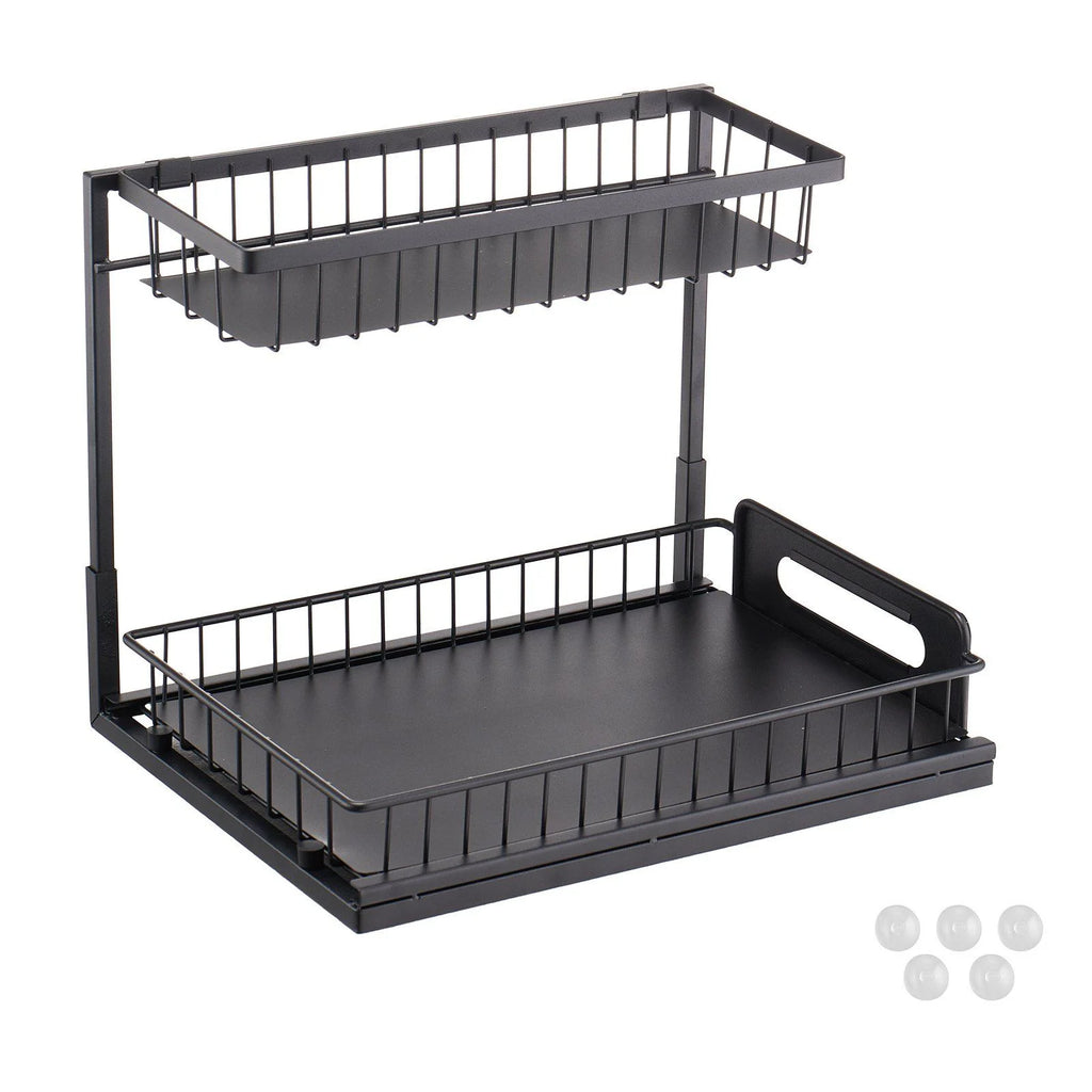 2-Tier Pull Out Cabinet Organizer, Expandable Wire Drawer for Kitchen & Bathroom M86525
