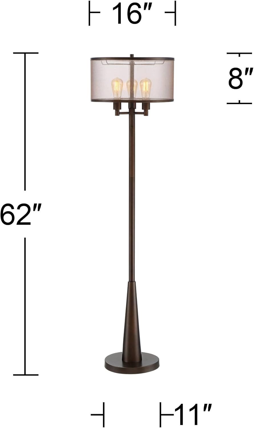 Rustic Farmhouse Standing Floor Lamp 3-Light 62" Tall S6305