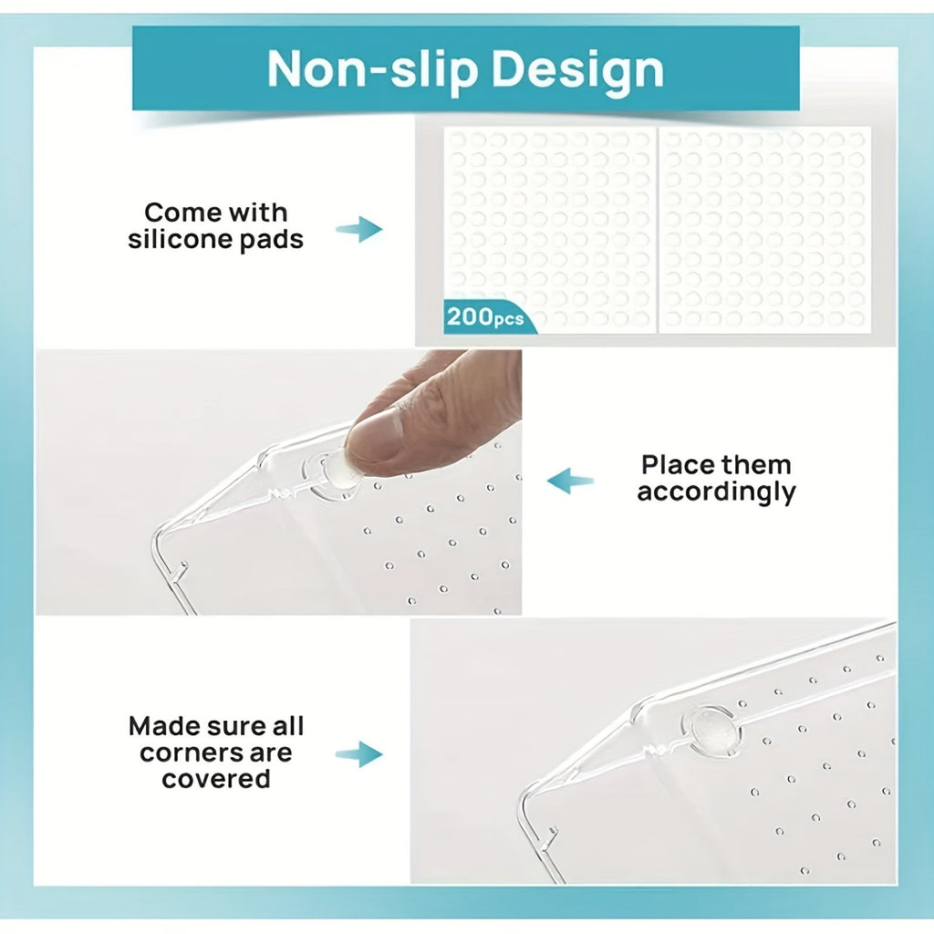 Clear Plastic Drawer Organizers Set with Non-Slip Pads, 4 Sizes T58531