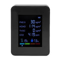Air Quality Monitor Multifunctional 6 in 1 CO2 Meter Humidity Temperature Meter PM2.5 TVOC HCHO Detector USB Charging for Office Home(Black)