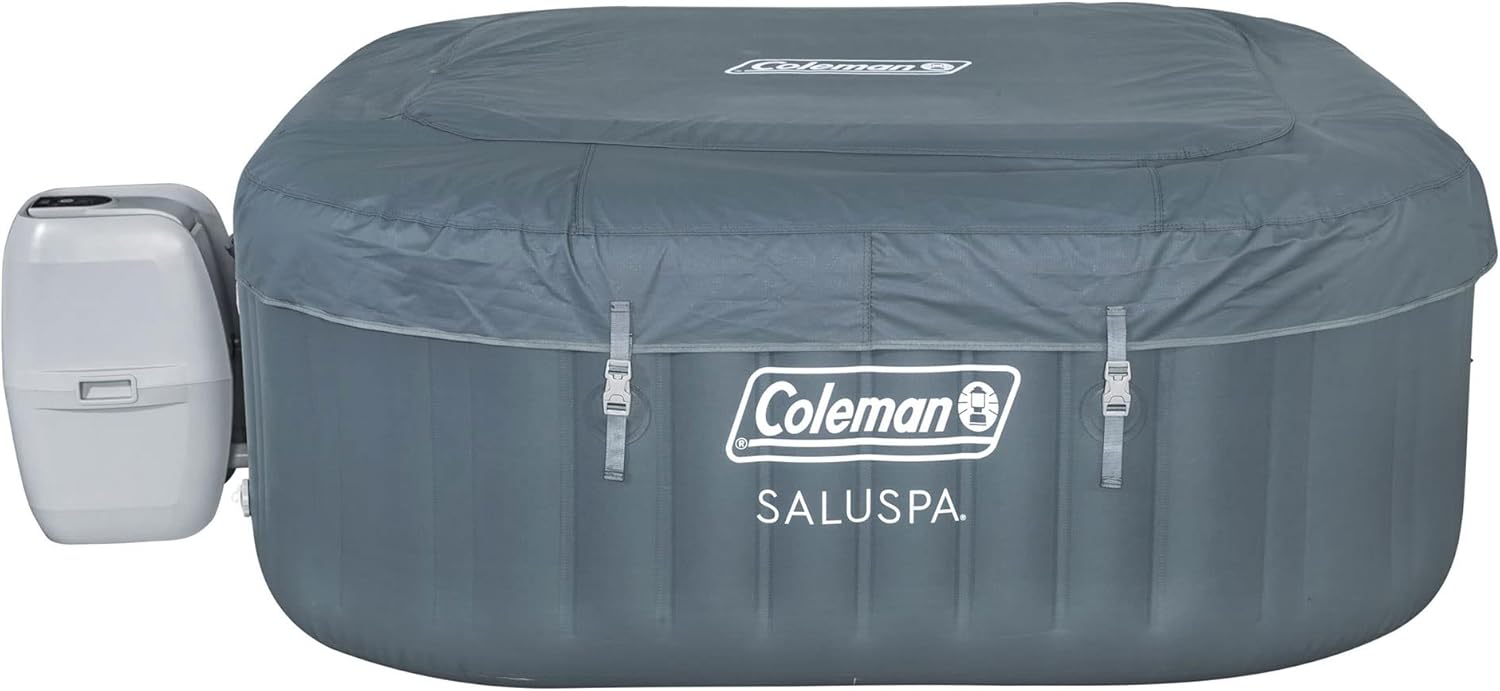 Inflatable Square Hot Tub for 4-6 People with AirJet System, Gray Q827005