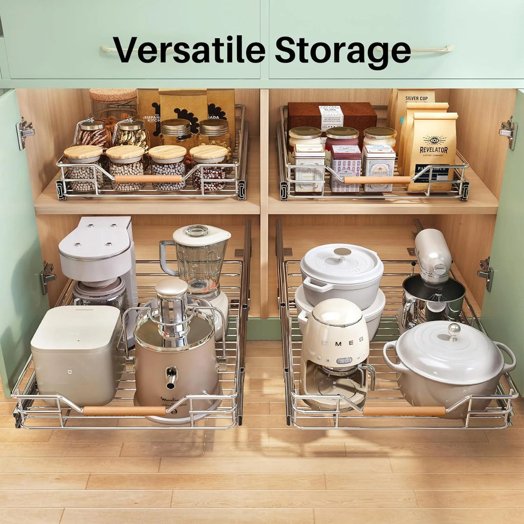 Pull Out Cabinet Organizer, Heavy Duty Smooth Sliding Shelves for Pots and Pans X987688