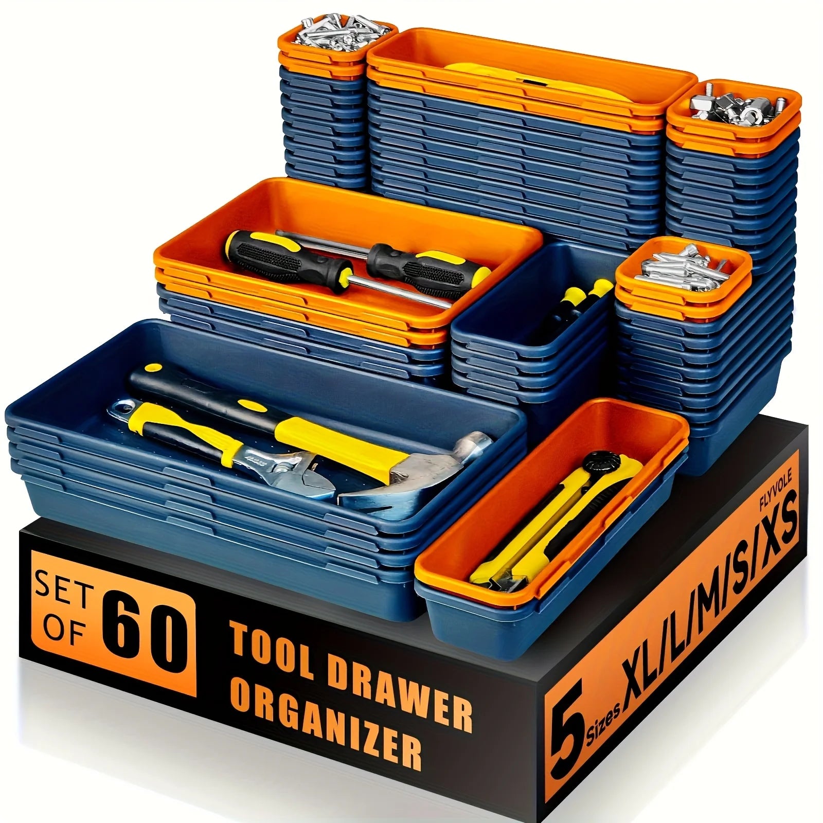Tool Box Organizer Tray Divider Set for Desk Drawer and Garage Storage F77320