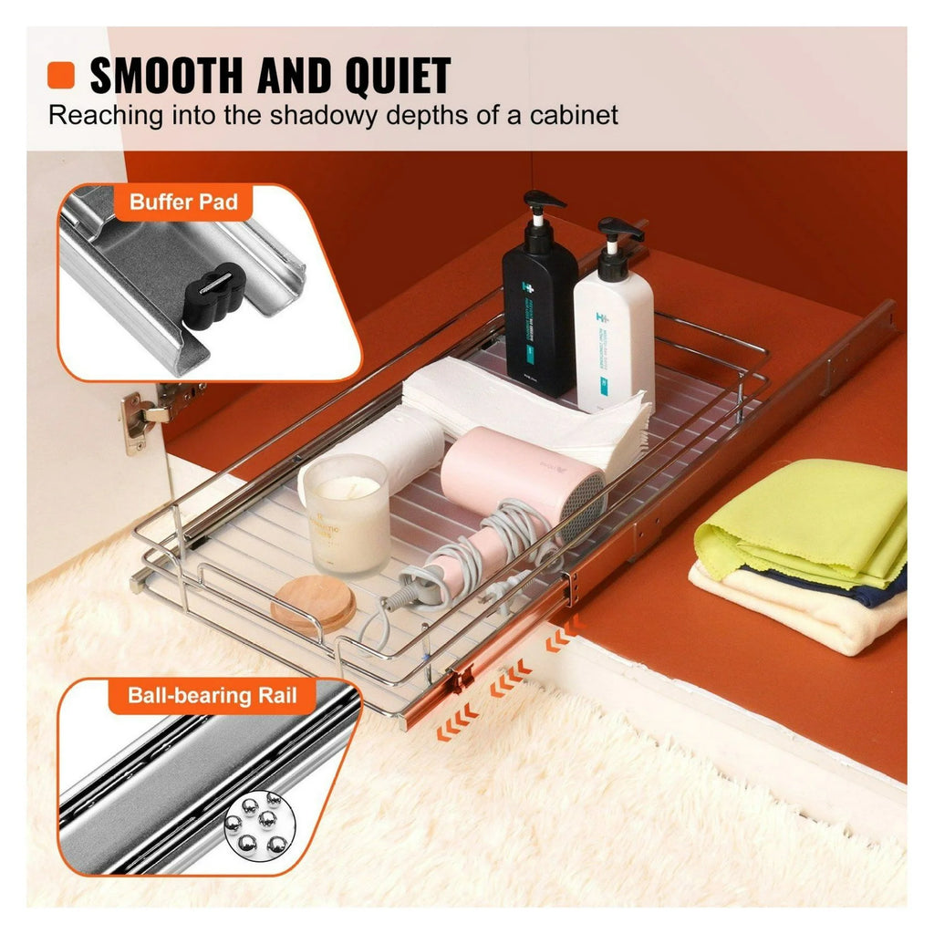 Pull Out Cabinet Organizer 11x21, Heavy Duty Slide Out Shelves Z686