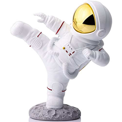 XMGZQ Astronaut Statue,Astronaut Figurine,Kung Fu Spaceman Sculpture,Outer Space Arts Child Gifts,Gold Figurine for Desk Decor,Cool Home Decor,Gold Office Decor for Men,Gold Decor for Living Room