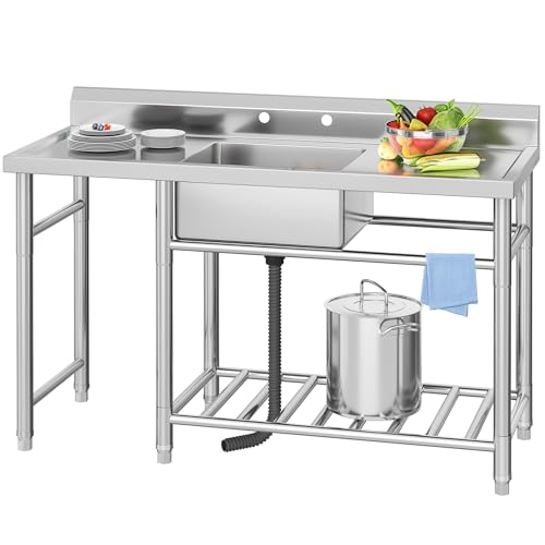 YITAHOME Freestanding Stainless-Steel Single Bowl NSF Commercial Sink Kitchen Sink Station for Restaurant Garage Indoor Outdoor 29in