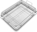 Air Fryer Basket for Oven, Stainless Steel Air Fryer Basket and Tray Set, 15.4" x 11.5" Air Fryer Pan and Crisper Tray, for Baking Fries Bacon Chicken, Deep Fryer Parts & Accessories